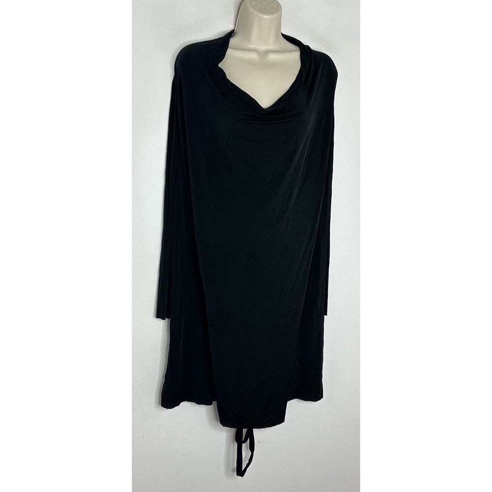 ALL SAINTS Amei Long Sleeve Draped Stretch Mesh Neck Dress Black Size 2 - Picture 3 of 6